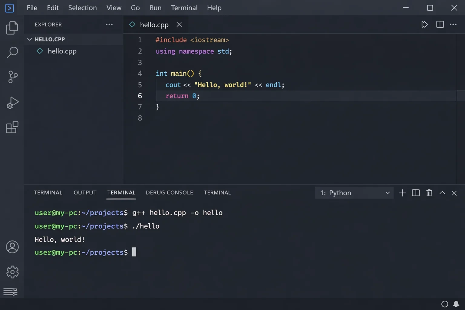 C++ 환경 설정 예시 뒤