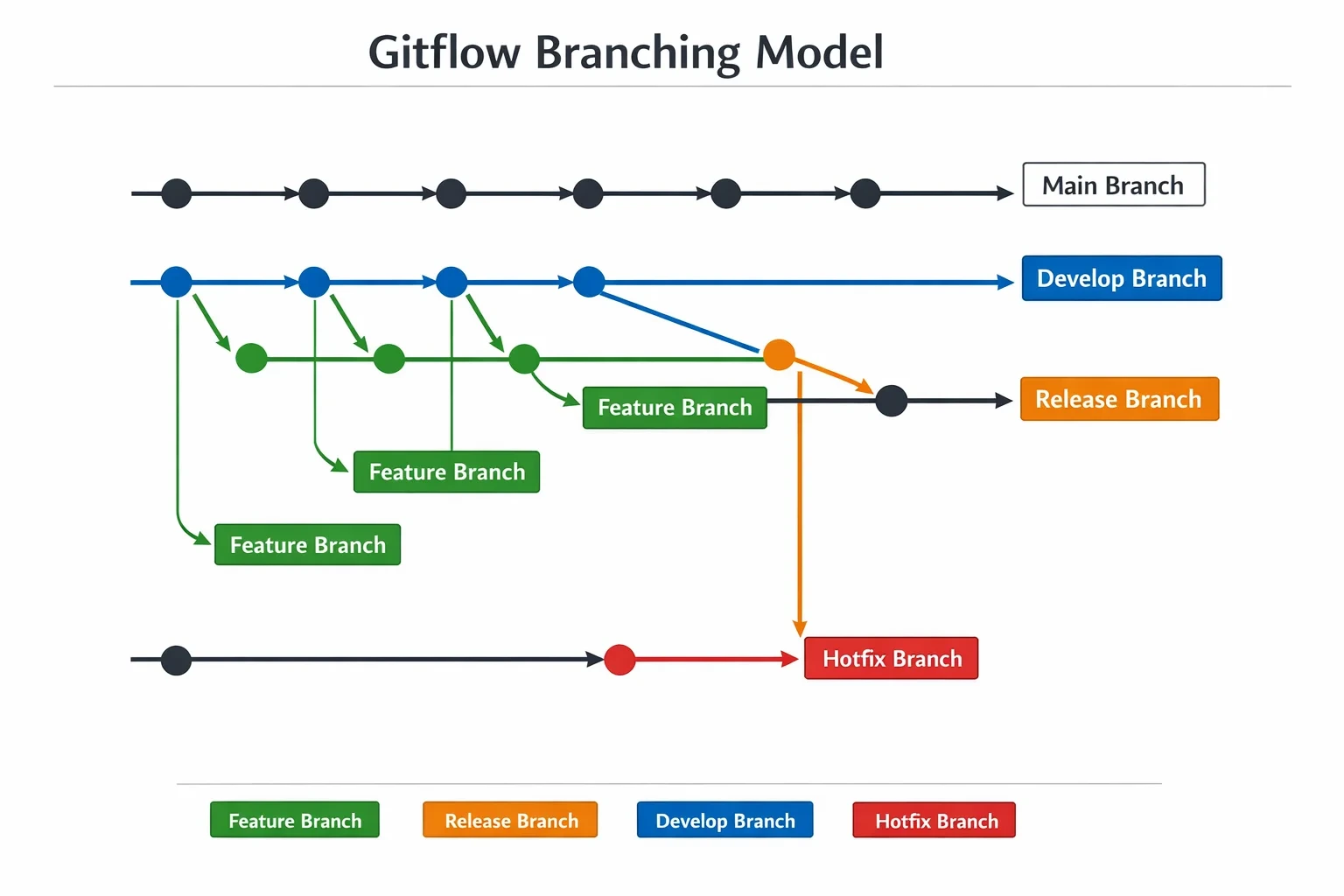 Gitflow 브랜치 모델 다이어그램