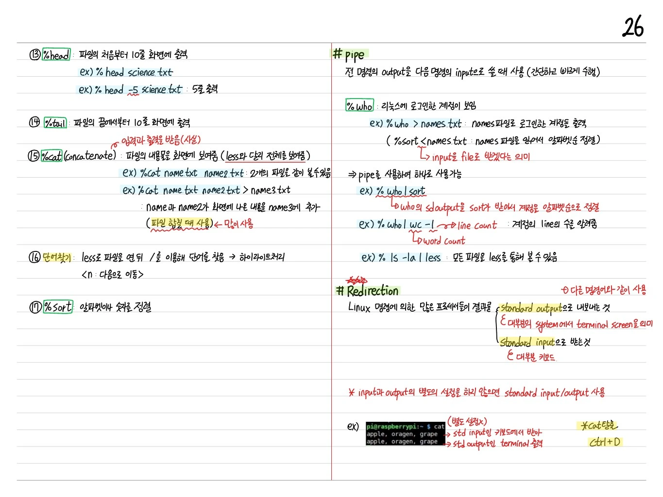 파일 명령어, Pipe, Redirection