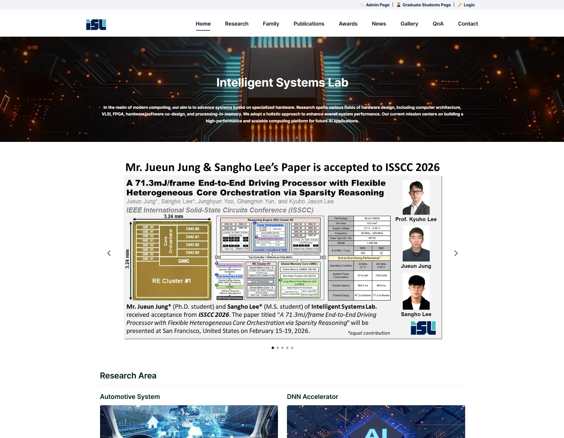 ISL 연구실 홈페이지 메인